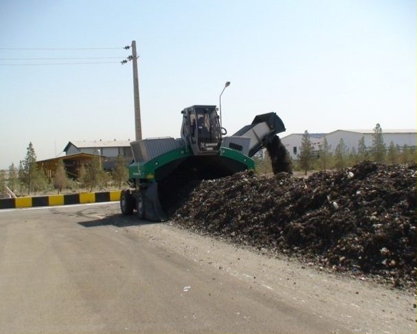 Windrow composting with turning machine
